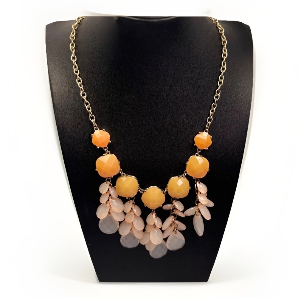 Unbranded Bib Necklace Vintage Women 16in Orange Excellent Statement Chunky Bead